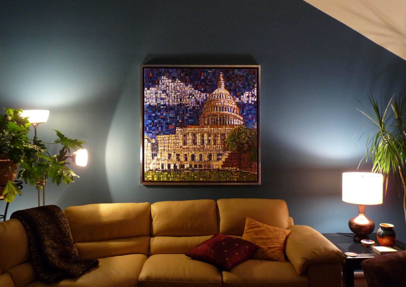 This is a mixed-media on wood panel, 48